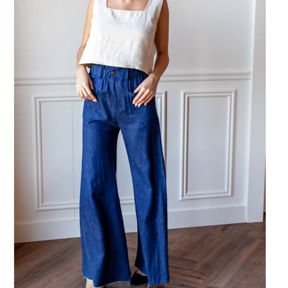 Emerson Fry Denim - Emerson Fry TULIP WIDE LEG - INDIGO HEMP ORGANIC S